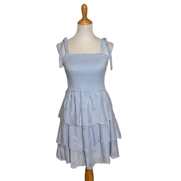 Sincerly Jules Dresses & Skirts - Sincerly Jules Light Blue Eyelet Ruffle Dress Sz M